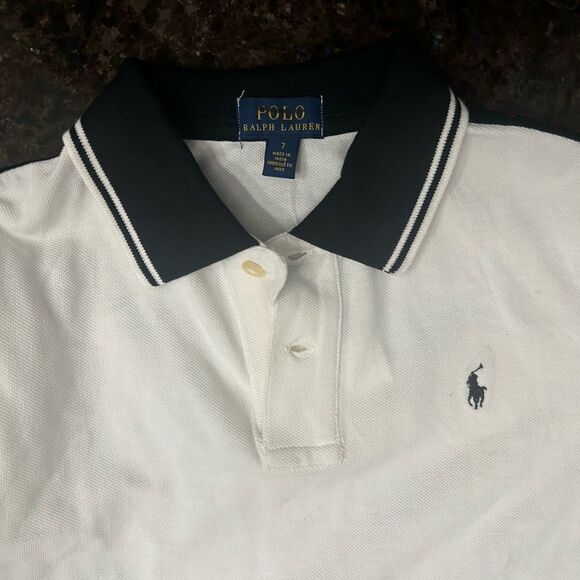 CHAMPION Boys Graphic Polo Ralph Lauren Shirt White Cotton - Picture 3 of 5